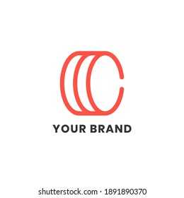 Alphabet letters Initials Monogram logo C Coin Line Simple For Company Business. Elegant Modern Logo Design