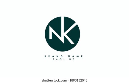 Alphabet letters Initials Monogram logo NK, KN, N and K, Alphabet Letters NK minimalist logo design in a simple yet elegant font, Unique modern creative minimal circular shaped fashion brands