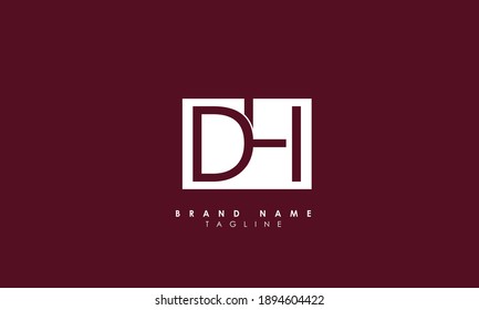 Alphabet letters Initials Monogram logo DH, HD, D and H, Alphabet Letters DH minimalist logo design in a simple yet elegant font, Unique modern creative minimal circular shaped fashion brands