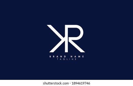 Letras alfabéticas Iniciales Monograma KR, RK, K y R, letras de alfabeto Diseño de logotipo minimalista KR en un tipo de letra simple pero elegante, Marcas de moda únicas de formas circulares creativas y creativas