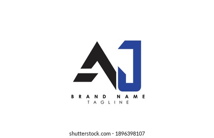 Letras alfabéticas Iniciales Monograma AJ, JA, A y J, Alphabet Letters AJ diseño de logotipo minimalista en un tipo de letra simple pero elegante, Modernas marcas de moda en forma circular creativas únicas