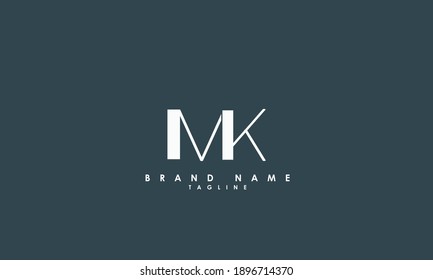 Letras alfabéticas Iniciales Logotipo Monograma MK, KM, M y K