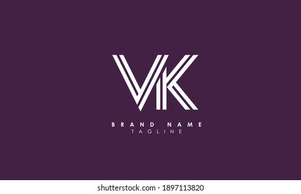 Alphabet letters Initials Monogram logo VK, KV, V and K