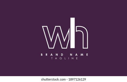 Letras alfabéticas Iniciales Logotipo Monograma WH, HW, W y H