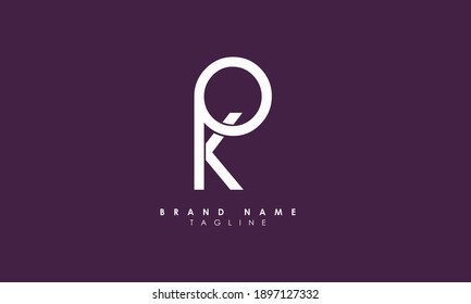 Alphabet letters Initials Monogram logo PK, KP, P and K