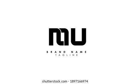 Alphabet letters Initials Monogram logo MU, UM, M and U, Alphabet Letters MU minimalist logo design in a simple yet elegant font, Unique modern creative minimal circular shaped fashion brands