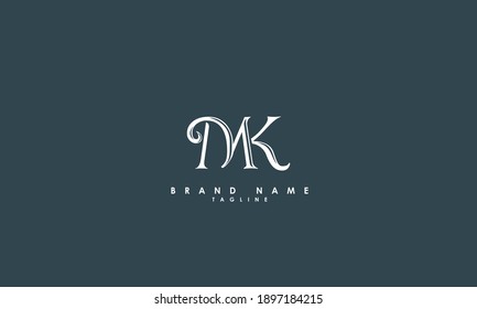 Letras alfabéticas Iniciales Logotipo Monograma MK, KM, M y K