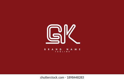 Alphabet letters Initials Monogram logo GK, KG, G and K
