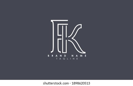 Alphabet letters Initials Monogram logo FK, KF, F and K