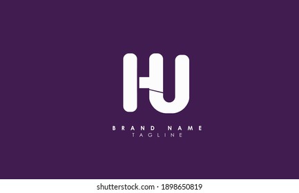 Letras alfabéticas Iniciales Logotipo Monograma HU, UH, H y U