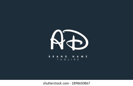 Letras alfabéticas Iniciales logotipo de monograma AD, DA, A y D