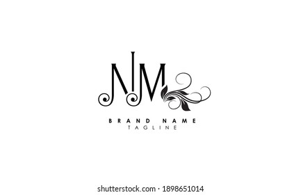 Alphabet letters Initials Monogram logo NM, MN, N and M