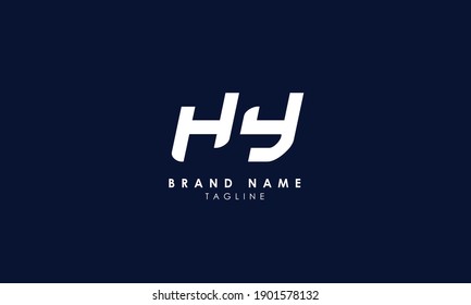 Alphabet letters Initials Monogram logo HY, YH, H and Y, Alphabet Letters HY minimalist logo design in a simple yet elegant font, Unique modern creative minimal circular shaped fashion brands