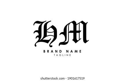 Letras alfabéticas Iniciales Monograma HM, MH, H y M, letras alfabéticas HM diseño de logotipo minimalista en un tipo de letra simple pero elegante, marcas de moda únicas de formas circulares creativas y creativas