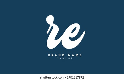 Alphabet letters Initials Monogram logo RE, ER, R and E, Alphabet Letters UE minimalist logo design in a simple yet elegant font, Unique modern creative minimal circular shaped fashion brands