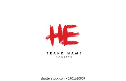 Letras alfabéticas Iniciales Monograma HE, EH, H y E, letras alfabéticas HE diseño de logotipo minimalista en un tipo de letra simple pero elegante, marcas de moda circulares únicas creativas y únicas