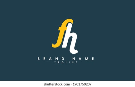 Alphabet letters Initials Monogram logo FH, HF, F and H
