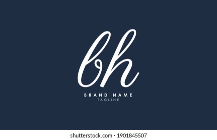 Alphabet letters Initials Monogram logo BH, HB, B and H, Alphabet Letters BH minimalist logo design in a simple yet elegant font, Unique modern creative minimal circular shaped fashion brands