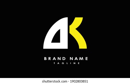 Letras alfabéticas Iniciales Logotipo Monograma AK, KA, A y K