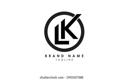 Letras alfabéticas Iniciales Logotipo Monograma LK, KL, L y K