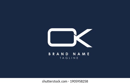 Alphabet letters Initials Monogram logo OK, KO, O and K