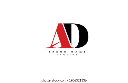 Letras alfabéticas Iniciales logotipo de monograma AD, DA, A y D