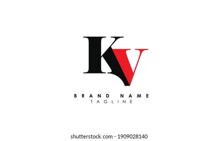 Alphabet letters Initials Monogram logo KV, VK, K and V, Alphabet Letters KV minimalist logo design in a simple yet elegant font, Unique modern creative minimal circular shaped fashion brands