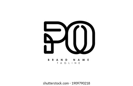 Alphabet letters Initials Monogram logo PO, OP, P and O
