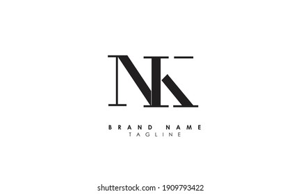 Letras alfabéticas Iniciales Monograma NK, KN, N y K