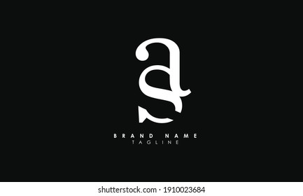 Letras alfabéticas Iniciales Monograma SA, A y S, Alfabeto Letras AS diseño de logotipo minimalista en un tipo de letra simple pero elegante, Moderno y creativo único marcas de moda en forma circular minimalista