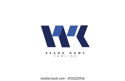 Alphabet letters Initials Monogram logo WK, KW, W and K