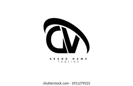 Alphabet letters Initials Monogram logo CV, VC, C and V, Alphabet Letters CV minimalist logo design in a simple yet elegant font, Unique modern creative minimal circular shaped fashion brands