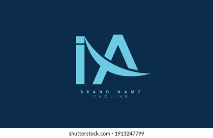 Alphabet letters Initials Monogram logo IA, AI, I and A, Alphabet Letters IA  minimalist logo design in a simple yet elegant font, Unique modern creative minimal circular shaped fashion brands