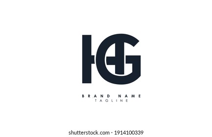 Letras alfabéticas Iniciales Logotipo Monograma hg, GH, H y G, Letras Alfabetizadas Diseño de logotipo minimalista HG en un tipo de letra simple pero elegante, Marcas de moda circulares creativas únicas y modernas