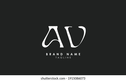 Alphabet letters Initials Monogram logo AV, VA, A and V, Alphabet Letters AV minimalist logo design in a simple yet elegant font, Unique modern creative minimal circular shaped fashion brands