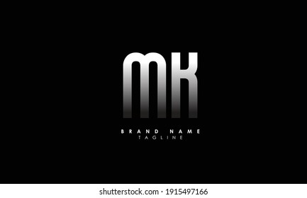 Letras alfabéticas Iniciales Logotipo Monograma MK, KM, M y K