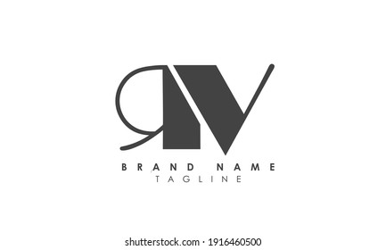 Alphabet letters Initials Monogram logo RV, VR, R and V
