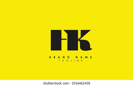 Letras alfabéticas Logotipo inicial Monograma HK, KH, H y K