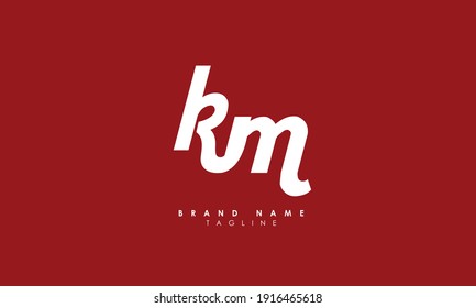 Letras alfabéticas Iniciales Logotipo Monograma KM, MK, K y M
