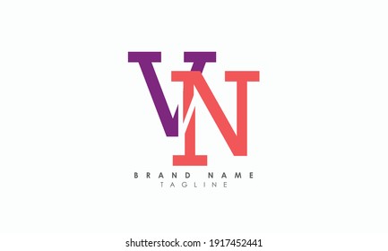 Letras alfabéticas Iniciales Logotipo Monograma VN, NV, V y N