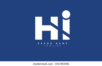 Letras alfabéticas Iniciales Logotipo Monograma HI, IH, H e I