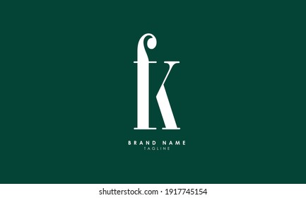 Alphabet letters Initials Monogram logo FK, KF, F and K