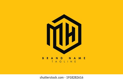 Letras alfabéticas Iniciales Logotipo de Monograma MH, HM, M y H