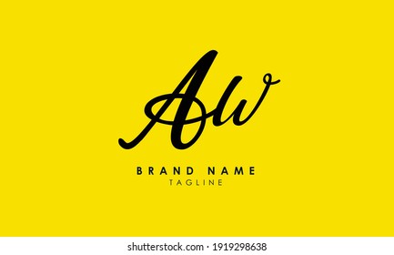 Letras alfabéticas Iniciales Logotipo Monograma AW, WA, A y W
