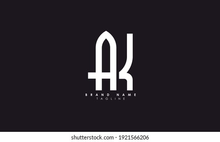 Letras alfabéticas Iniciales Logotipo Monograma AK, KA, A y K
