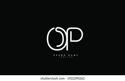 Alphabet letters Initials Monogram logo OP, PO, O and P