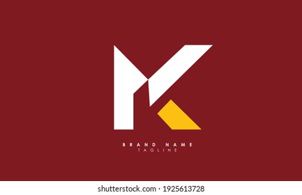 Letras alfabéticas Iniciales Logotipo Monograma MK, KM, M y K
