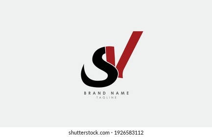 Alphabet letters Initials Monogram logo SV, VS, S and V