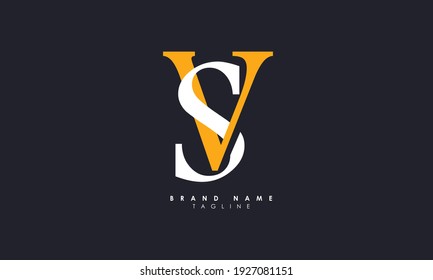 Letras alfabéticas Iniciales Logotipo de monograma VS, SV, V y S