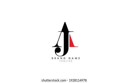 Letras alfabéticas Iniciales Logotipo Monograma AJ, JA, A y J